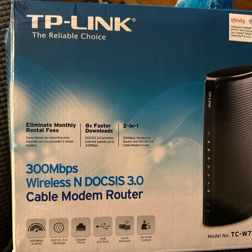 TP-Link TC-W7960 DOCSIS3.0 300Mbps Wireless WiFi Cable Modem Router comcast